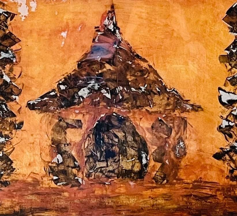 Peinture : une cabane dans des tons ocre